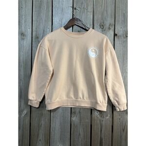 Bixby Nomad Youth L Peach Crewneck Sweatshirt Be Kind Yin Yang Graphic 12 14
